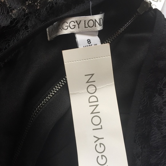 Maggy London Black Knee Length Lace Top Dress - Picture 4 of 5